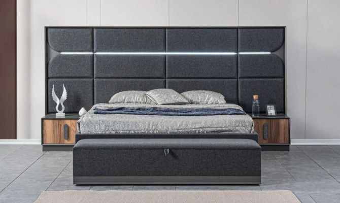 Bed 2x Bedside tables 3 pcs. Bedroom Set Design Modern Luxury new Set