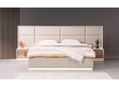 Design Bedroom 3 pcs. Bed 2x Bedside tables Modern Luxury Set Furniture