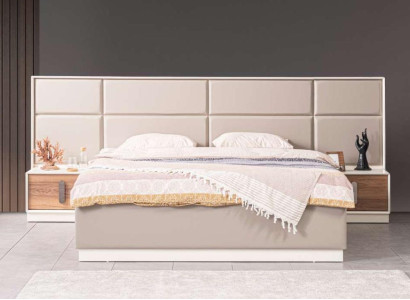 Design Bedroom 3 pcs. Bed 2x Bedside tables Modern Luxury Set Furniture