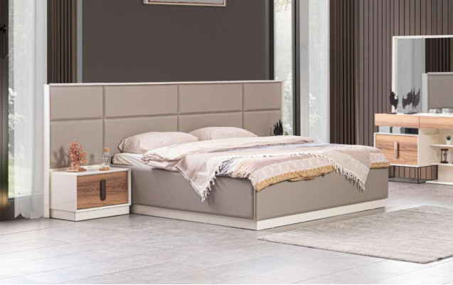 Design Bedroom 3 pcs. Bed 2x Bedside tables Modern Luxury Set Furniture