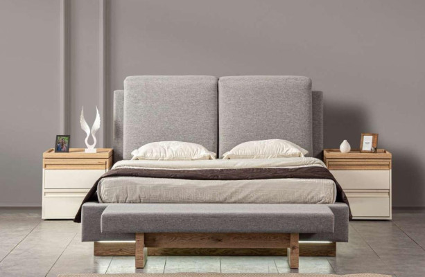 Design Bedroom 3 pcs. Bed 2x Bedside tables Modern Luxury Set Furniture