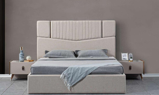 Luxury Bedroom Furniture 3pcs. Complete Set Bed 2x Bedside tables Design
