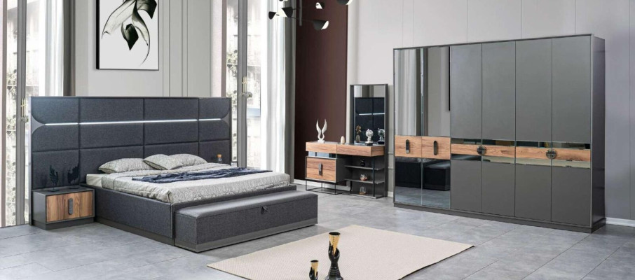 Bedroom Set Bed 2x Bedside tables Wardrobe Furniture Luxury Set new