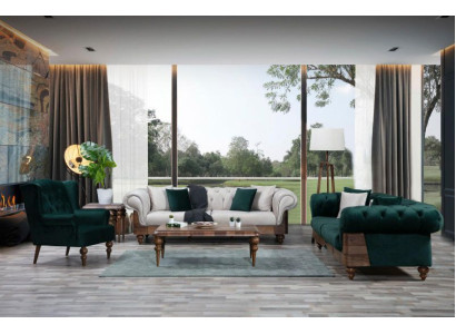 Modern Two Tone Chesterfield Sofa Set 3+3+1 Seater Luxury Furniture