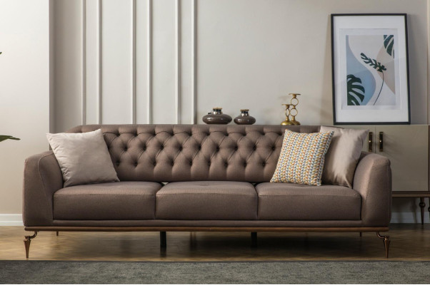 Beige Chesterfield Living room Sofa set 3+1 Seater Luxury Couch new
