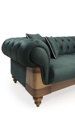 Green Chesterfield three seater couch living room sofas seating furniture couch