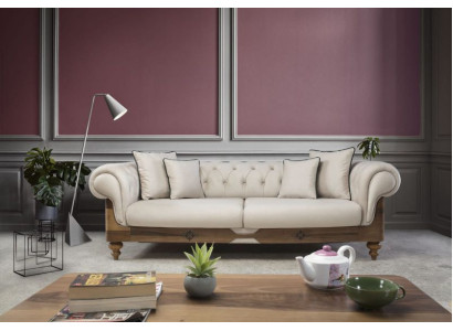 Brown and white Chesterfield sofa designer living room couch seating furniture new