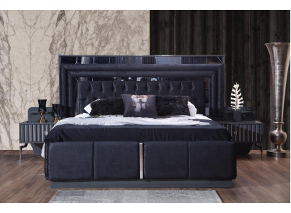 Black Luxury Chesterfield Double bed Modern Bed frame e Wood Furniture