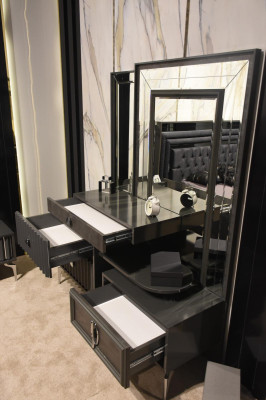 Black Dressing Table Luxury Wood Console Designer Bedroom Furniture