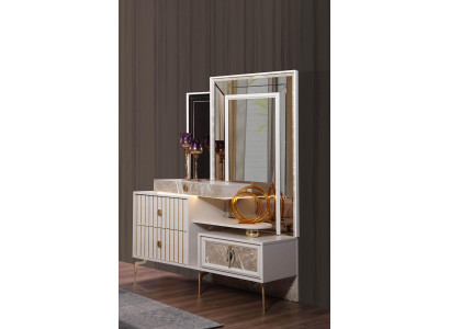 White Dressing table Bedroom Designer Wood Console with Mirror new