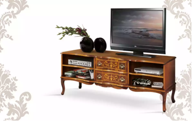 Luxurious Stylish TV Shelf TV cabinet low sideboard Wood Living room brown Furniture