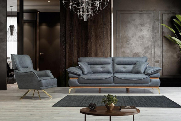 Modern gray sofa in the living room exclusive s 3-seater sofa
