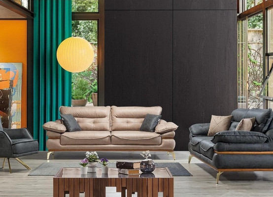 Modern gray sofa in the living room exclusive s 3-seater sofa