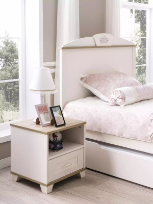 Children's bedside table design Bedside table night console Childrens room Wood White