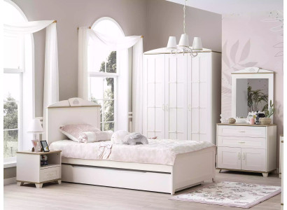 Wooden bed Functional bed Pull-out Childrens bed Bed 120 Wood White new
