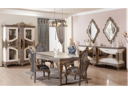 Luxury White Dining room Suite Dining room Furniture Table Chairs Mirror