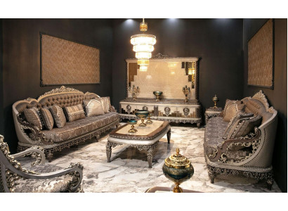 Luxurious sofa set 3+3 coffee table sofa couch modern gray set new