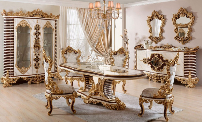 Luxurious Dining room Set Classic Dining set Wood Furniture style design