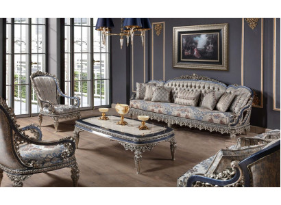 Chesterfield Seating group Sofa set 3+1+1 Seater Luxury Textile Couches