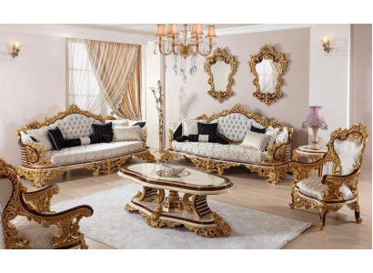 Classic White Chesterfield Sofa set 3+3+1 Seater Coffee table 4pcs