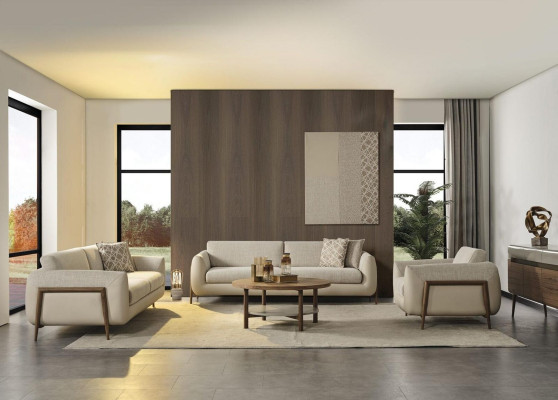 Complete e upholstered sofa couch set sofa set beige fabric fabric sofa
