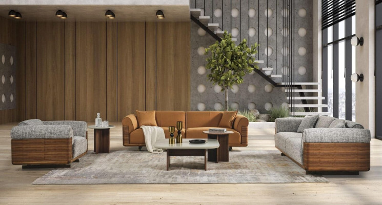 Couch set Sofa set Complete e Upholstered sofa Brown Fabric fabric sofa
