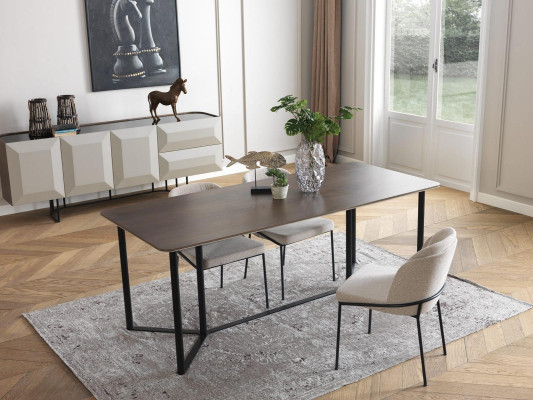 Dining room Dining corner Dining set Dining table Set 7pcs Wood Brown Chairs Modern