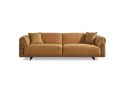 Sofa Three Seater 3 Seater Upholstered Sofa Brown Fabric Polyester Couch Modern