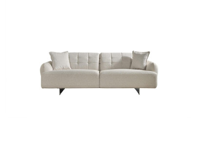 Sofa Three Seater 3 Seater Upholstered Sofa Fabric Polyester Couch Modern White