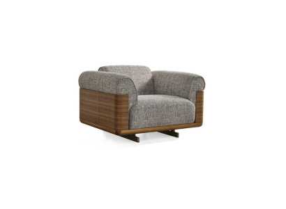 Armchair Fabric Wing Chair Seater Polyester Gray Living room Modern