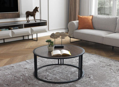 Living room Coffee table Side table Table stainless steel Furniture Black Round