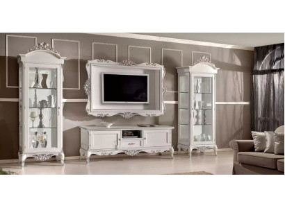 Wall unit Lowboard 2x Display case TV frame set 4 pieces. Classic style white