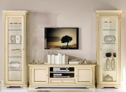 Italian Living room Wall unit 2x Display case Wardrobe Designer Set 3pcs