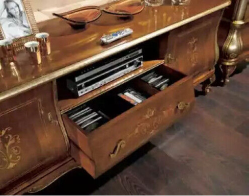 Brown TV Shelf TV cabinet Sideboard Living room Furniture Wood Stand Chest of drawers