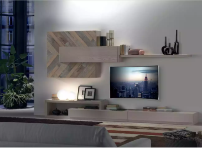 Wall unit TV lowboard wall shelves living room luxury lowboard gray new