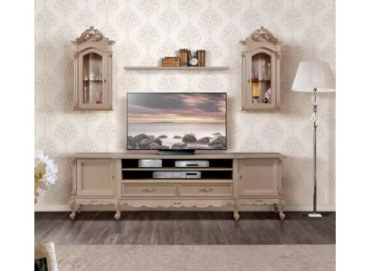 Wall unit Lowboard Modern Living room Brown Shelves Wood 2x wall display cabinet new