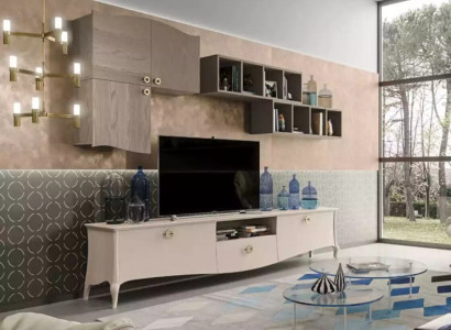 Wall unit TV cabinet Wall cabinet Shelf Living room Wood Cabinets Wall shelves