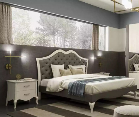 Design Beds Bedroom Bed 2x Bedside tables Modern Luxury Furniture 3pcs