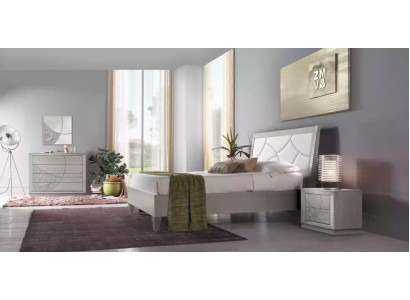 Bedroom Set Bed 2x Bedside tables Console Beds Luxury Upholstery 5 pcs.