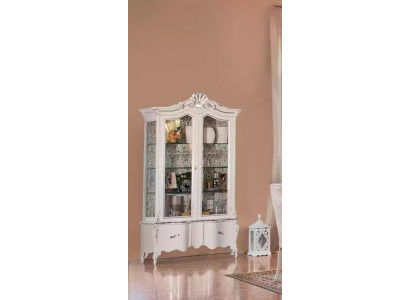 Showcase Italian Living room furniture Wardrobe White Glass Display case