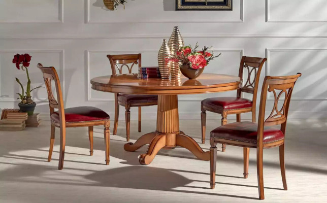 Dining table 4x Chairs Dining room Set Group Suite Table Seating group 5pcs.