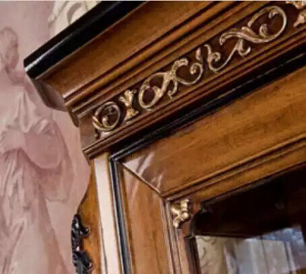 TV-cabinet Lowboard Classic Wall unit TV-Frame Brown Living room Set 4-piece