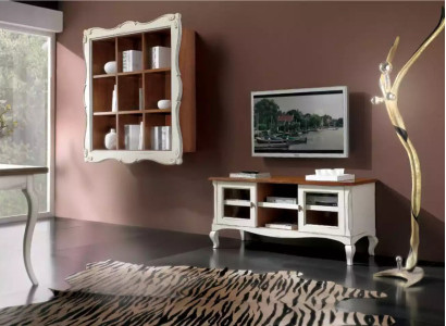 Wall unit wall cabinet living room lowboard classic design set 2 pieces.