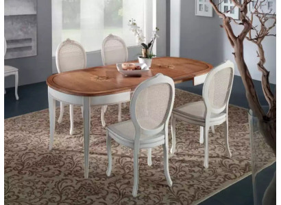 Italian Furniture Designer Wood Table Seat Upholstery Dining Room 4x Chairs