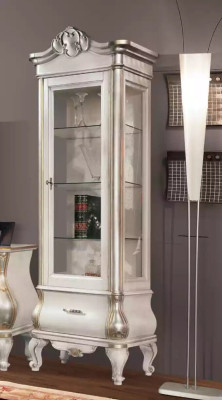 Luxury Wooden Cabinet with Glass Classic White Furniture Wardrobe Display Cabinets