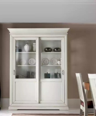 Display case Living room Furniture Wood Showcases Glass Wardrobe Sideboard White new