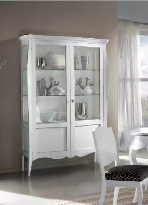 Display case Glass Cabinet White Luxury Italian Furniture Cabinets Living room