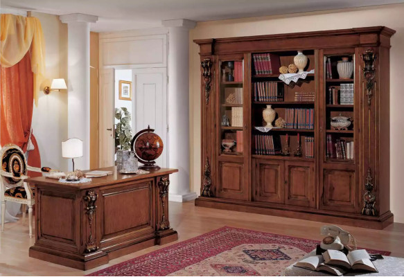 Large Brown Bookshelf Luxury Display Case Wooden Cabinet Massivolz Furniture