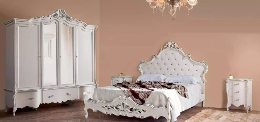 Four Door White Classic r Wardrobe Solid wood Cabinets Design