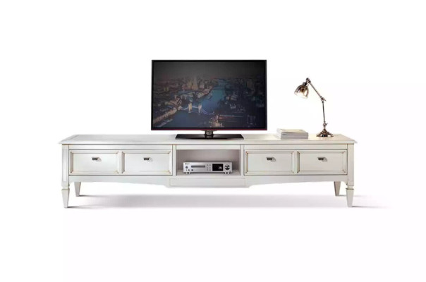 Living room Stand Furniture TV-cabinet Television Sideboard Style White Luxury Wood